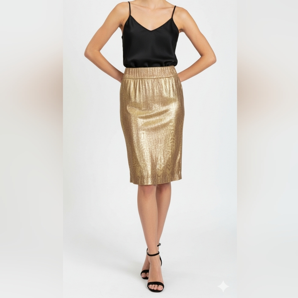 Antonio Melani sequined rose gold snakeskin skirt